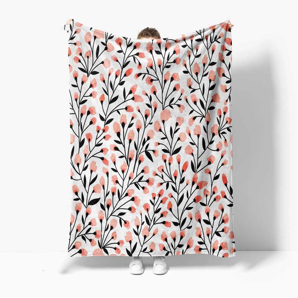 Soft Watercolor Floral Blanket Grey Baby Kids Girls Boys Toddle Blanket Bedding Sofa Throw GiftW251107-image-1083903536