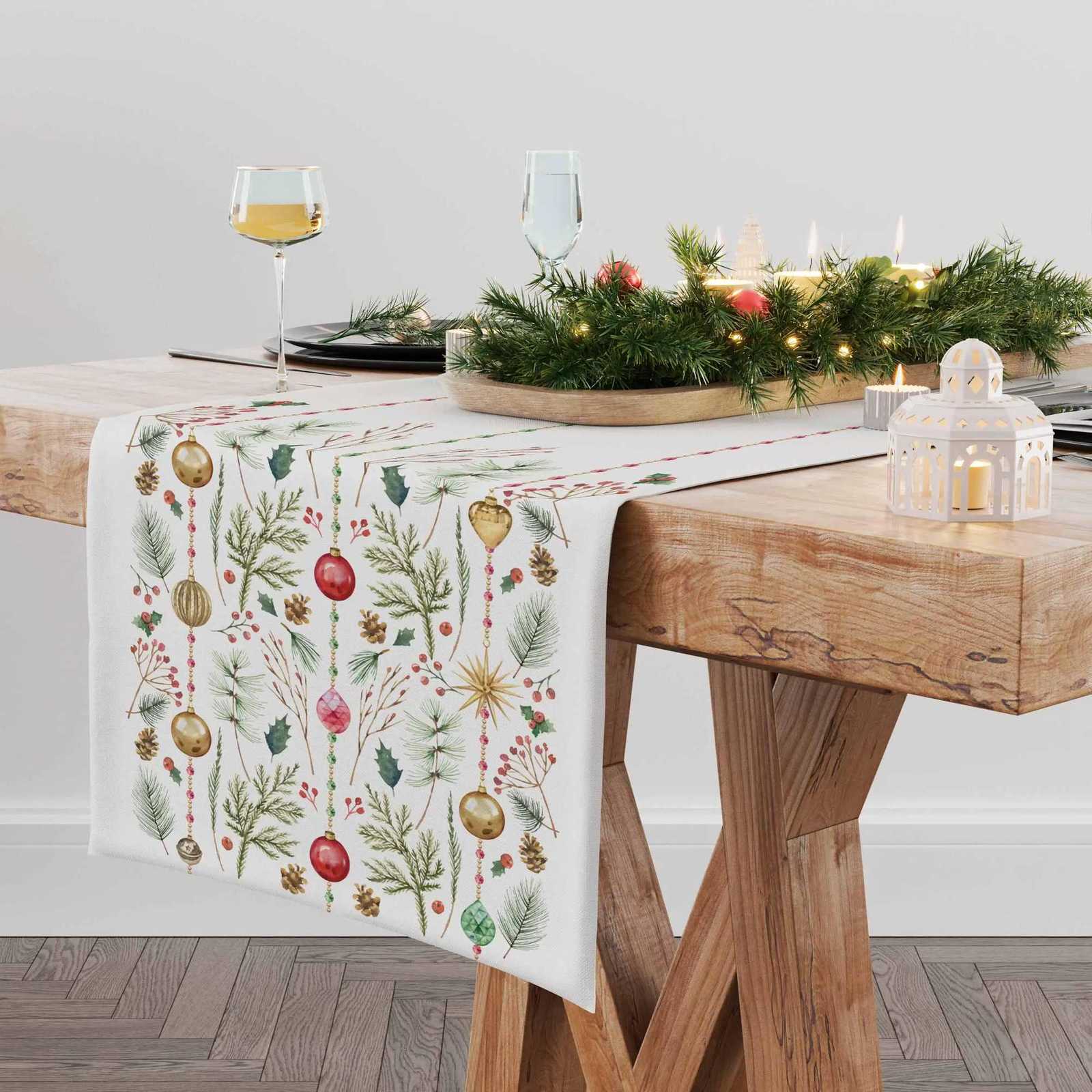 JIT 1pc Christmas Jazz Linen Table Runner - Holiday Table Linens for Christmas Table Top Charming Christmas Festive Decor H251110-image-1083975793