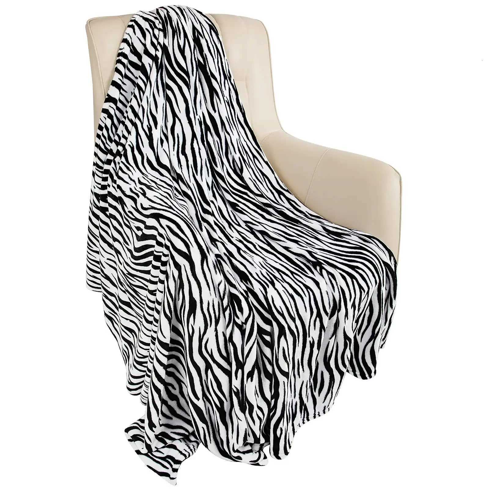 Flannel Fleece Throw Blanket for Couch Zebra Blanket Black White Fuzzy Lightweight Warm Cozy Comfy Soft Blanket for Bed SofaW251107-image-1083909734