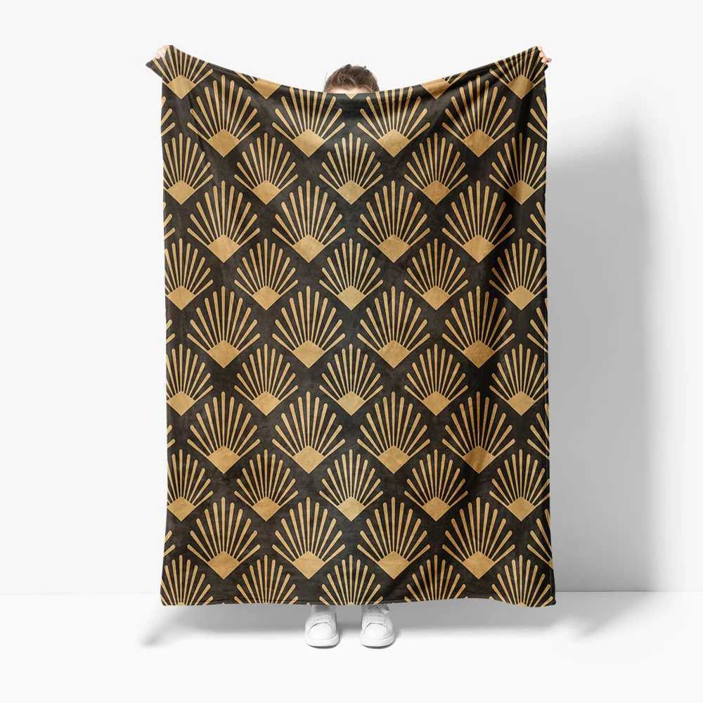 Geometric Art Deco Blanket Gold Silver Pattern Sofa Bed Throw Decorative Throw Blanket GiftW251107-image-1083903189