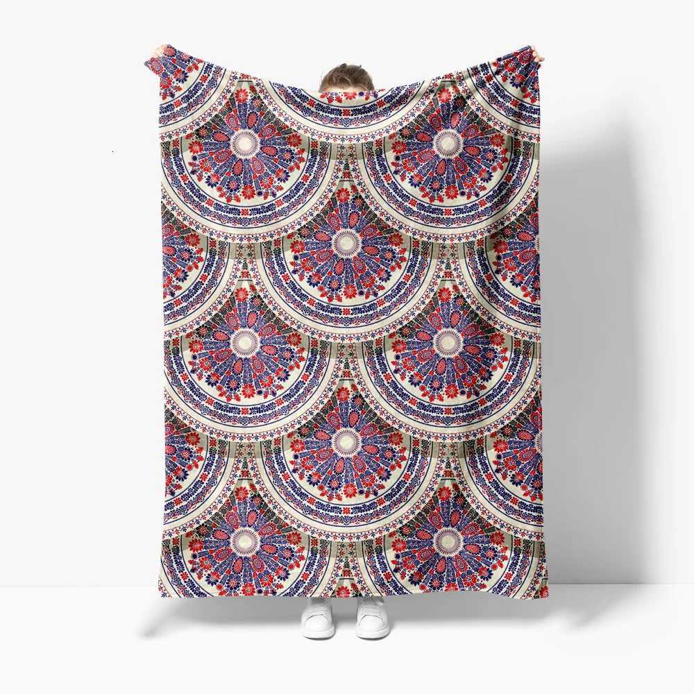 Bohemian Floral Paisley Pattern Blanket Throw Sofa Bed Cover Decorative Warm Cotton Quilt BedspreadW251107-image-1083905056