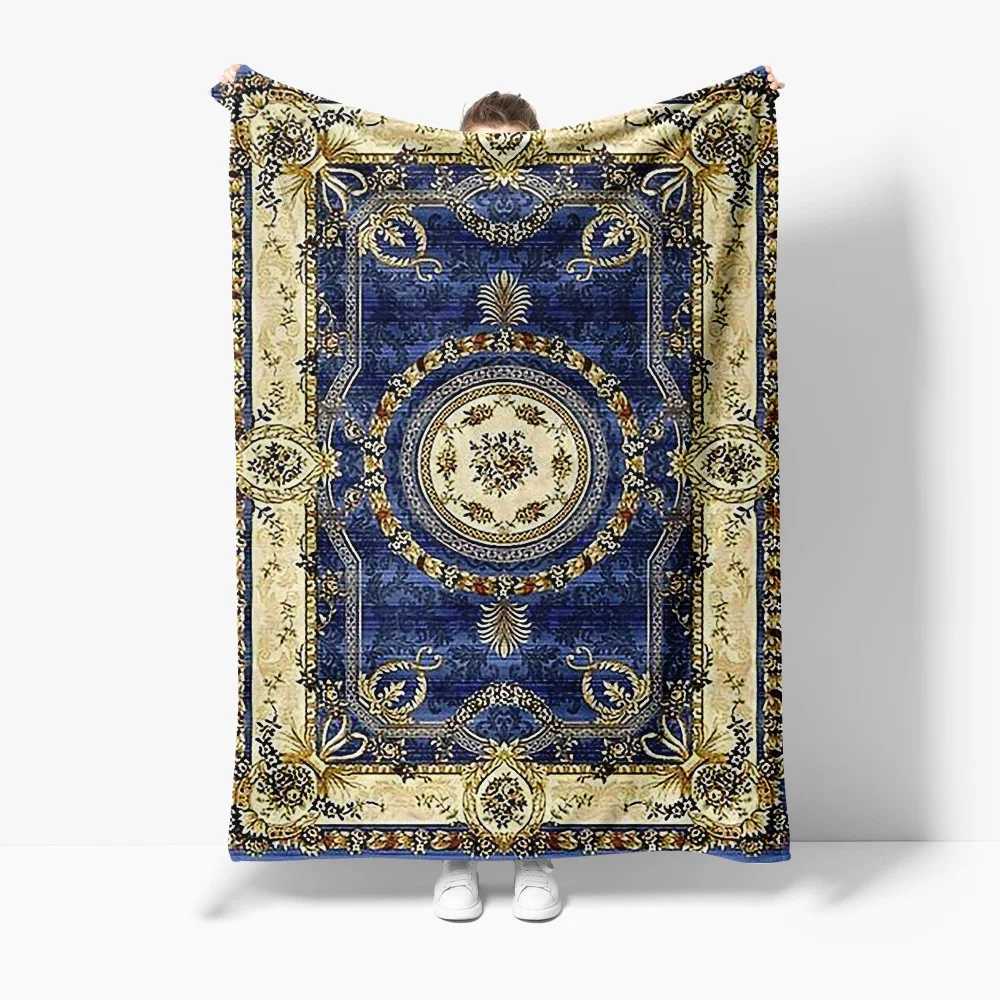 Embossed Royal Velvet Throw Blanket Luxurious Gold Floral Design Sofa Bed Living Room Decor GiftW251107-image-1083907185