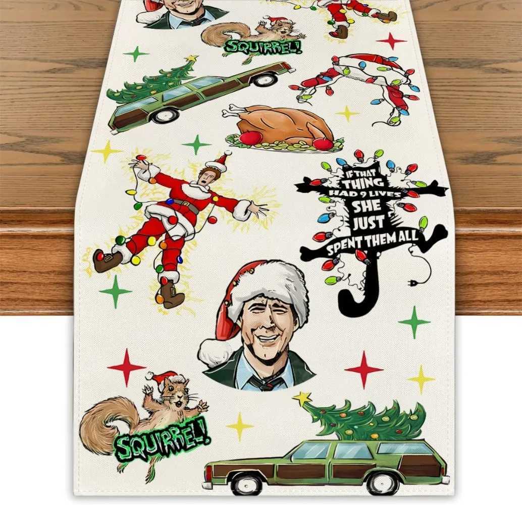 Christmas Vacation Table Runner New Year Xmas Decor Vacation Decorations for He Party H251110-image-1083975343