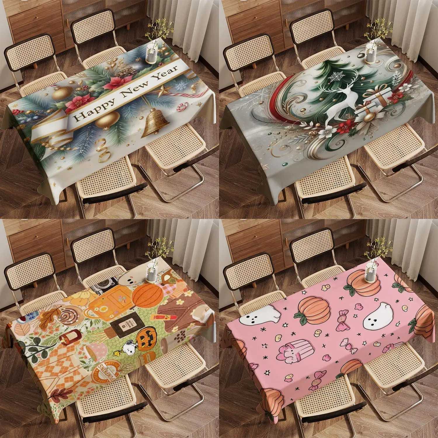 Happy New Year Pattern Restaurant Kitchen Tablecloth Living Ro He Decoration Rectangar Party Decoration H251110-image-1083978932