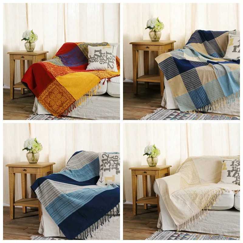 150x190/220x260cm Bohemian Chenille Blanket Retro Sofa Cover Decor Home Blankets Double-Sided Jacquard Tassels Bedspreads CoverW251107-image-1083909795
