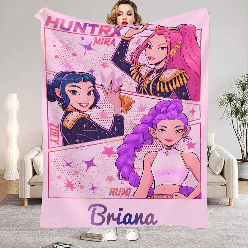 1PC Personalized Name K-Pop D-Demon H-Hunters Blanket Girls Boys Plush Throw Blanket Novelty Warm Blanket All Season GiftW251107-image-1083901731