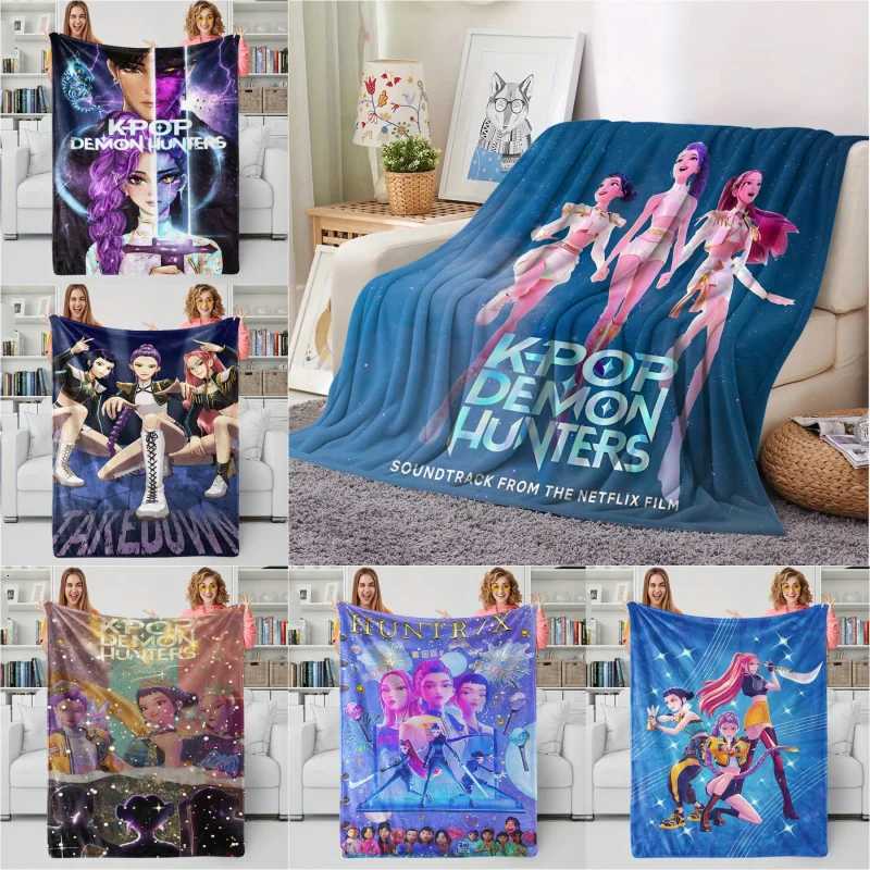 Demon Hunter Blanket Hot Anime Girl Team Flannel Throw Blanket Winter Warm Blanket for Living Room Sofa Bed Cover Fan GiftW251107-image-1083902322