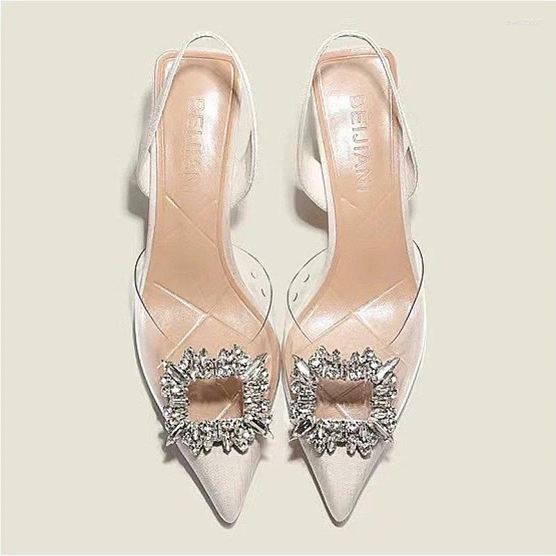 Dress Shoes Spring And Autumn Fashion Sexy Banquet Comfortable Crystal Transparent Solid Color Pointed Toe Women's High Heels