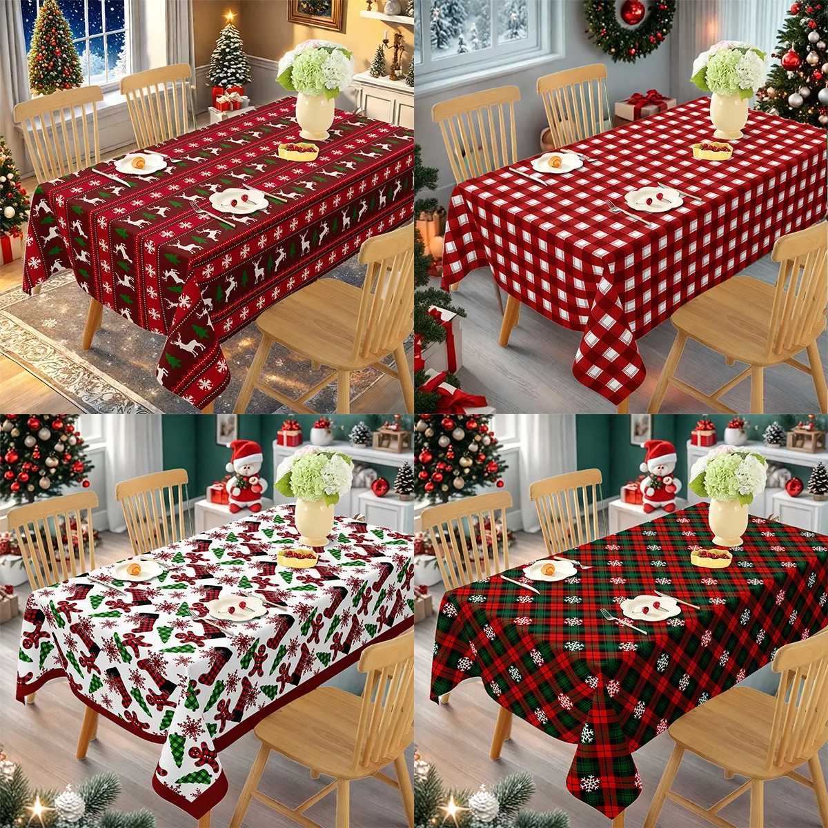 Plaid Tablecloth Christmas Red Green Rectangle Party Table Cloth Vintage Dining Table Cover for He Living Ro Xmas Decoration H251110-image-1083975420