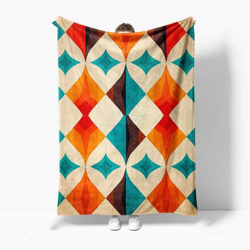 Retro Geometric Quilt Blanket Sofa Bed Throw Decorative Pattern Modern Art Bedspread CoverW251107-image-1083906569