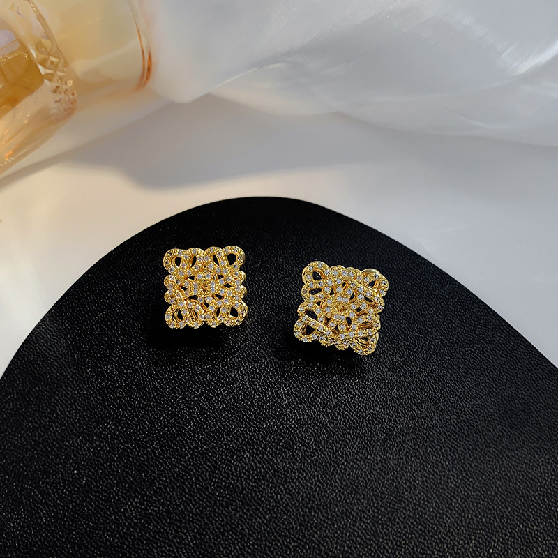 Boucles d'oreilles puces cristal luxe designer bijoux femme style classique logo imprimé cadeaux mariage fête