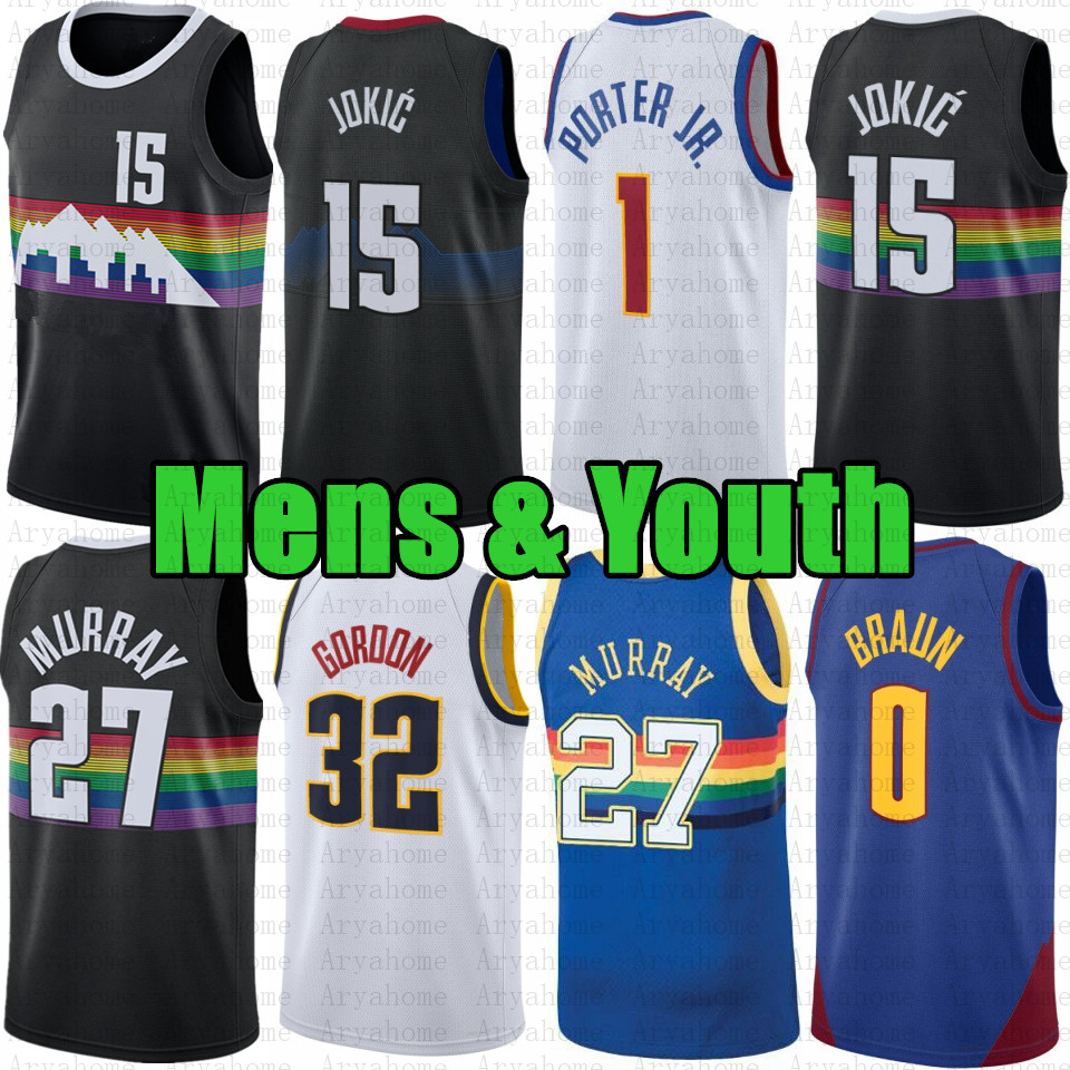 Maillot de basket-ball Nikola Jamal Murray Jokic Aaron Gordon Christian Braun Nugget Julian Strawther Tim Hardaway Jr City Jonas Valanciunas Brow