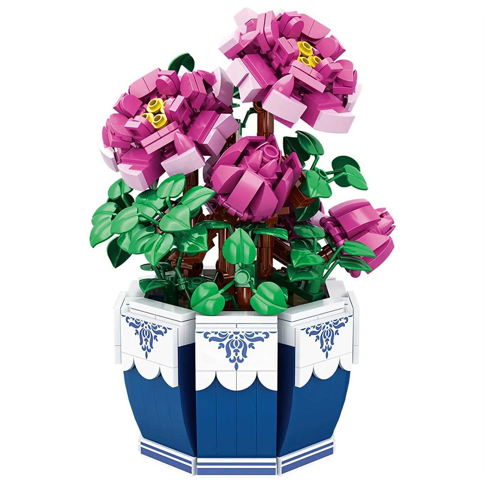 Flower Bouquet Exquisite Peony Building Blocks Kit Flower He Decoration Bricks Set Gift for Vntines Day Mothers Day Adt C251110-image-1084007391