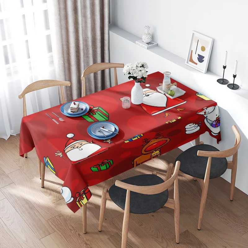 Christmas Tablecloth Decorations Santa Claus Print Christmas Party Food Cover He Decoration Indoor Festive Season Table Linen H251110-image-1083979121