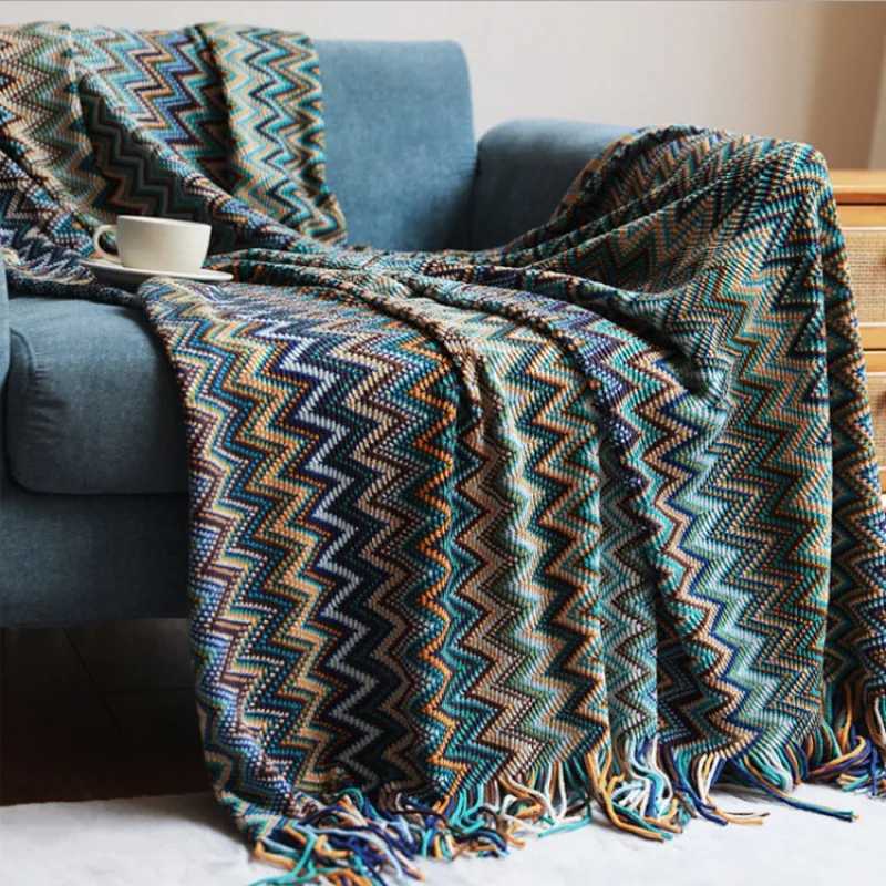 Blanket Bohemian Cashmere Sofa Blanket Window Bed End Blanket Office Luncheon Knitting Wool Anti-static Soft Comfortable WarmW251107-image-1083909287