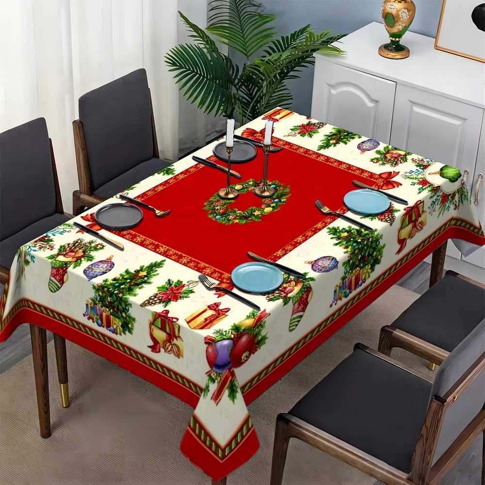Christmas Themed Waterproof Tablecloth Party Decor Xmas Tree Balloon Rectangle Table Cloths Table Decor Navidad Decorations 2025 H251110-image-1083977229