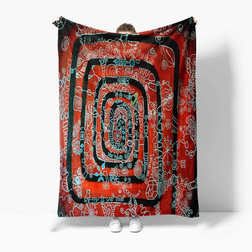 Vibrant Tribal Pattern Fleece Blanket Ethnic Print Throw Blanket Decorative Bed Cover Sofa Throw Gift for Women MenW251107-image-1083904732