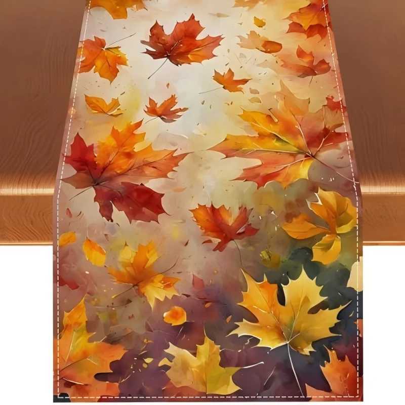 VIKAMA Maple Leaf Autumn Table Runner Autumn Thanksgiving Harvest Festival Farmhouse Decor He Kitchen Decor H251110-image-1083975382