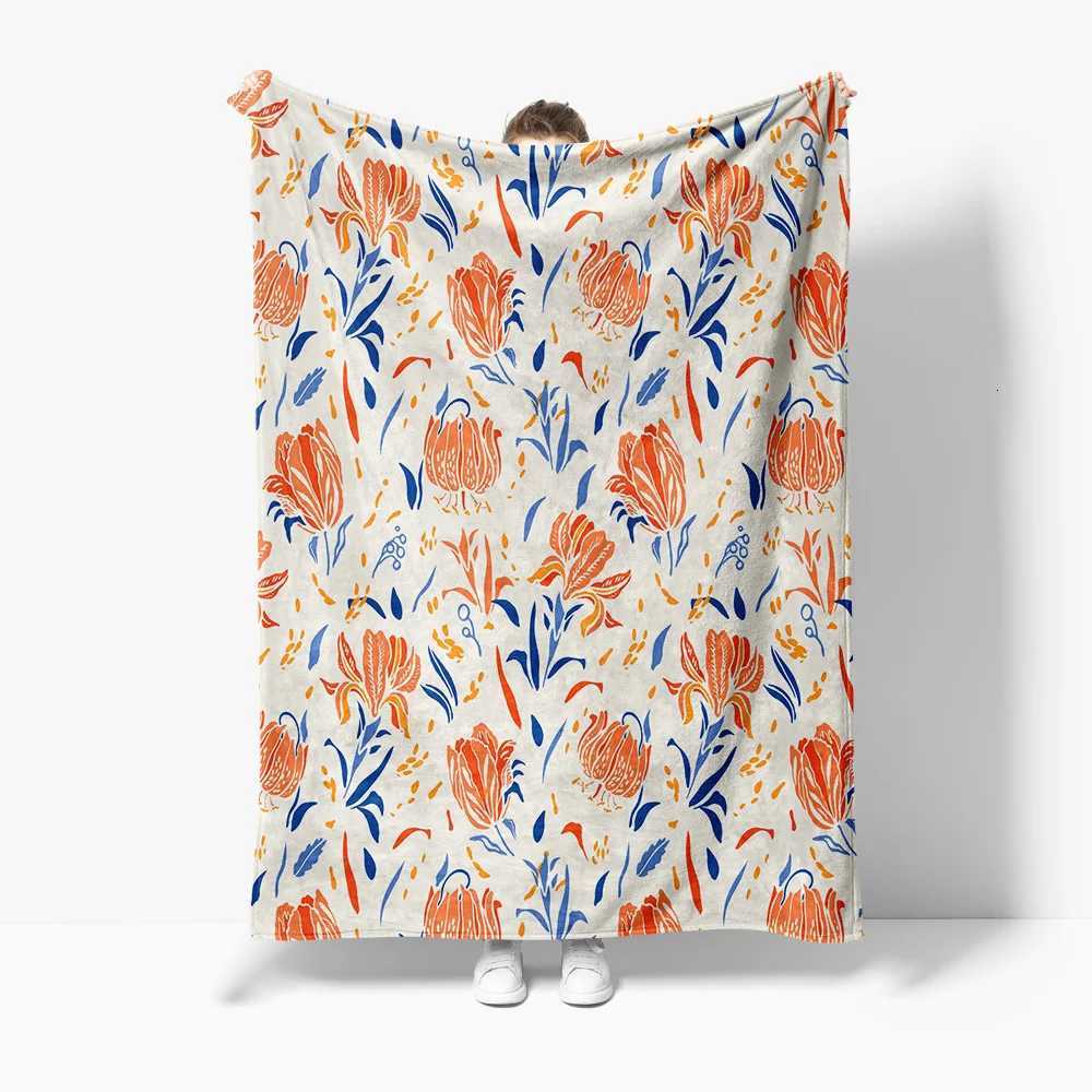Soft Fleece Blanket Cute Floral Print Bedding Throw Blanket for Sofa Couch Decorative Throw Blanket GiftW251107-image-1083902865
