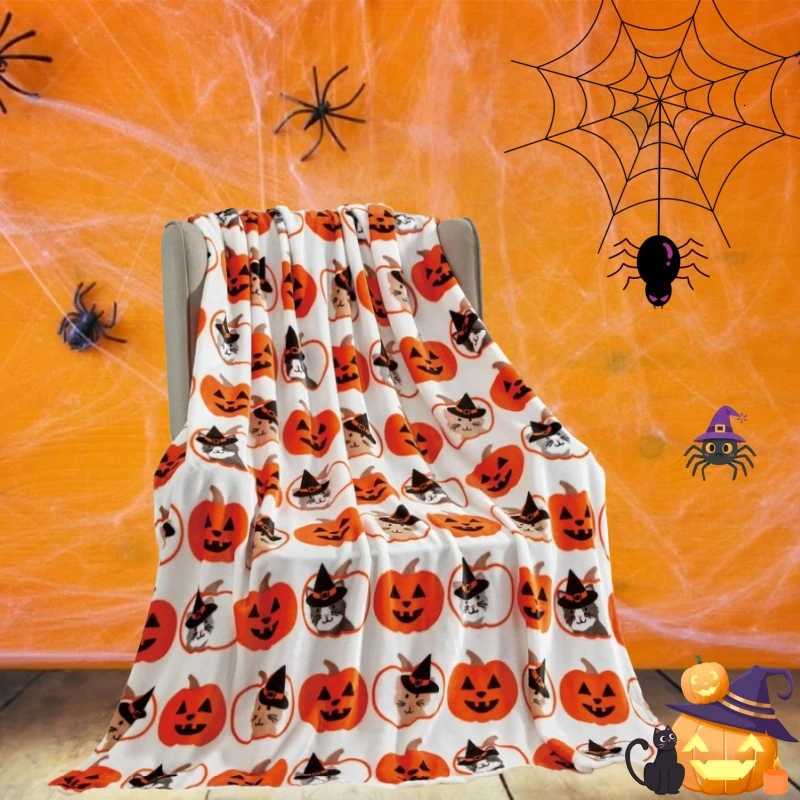 Halloween Blanket 130x150 Autumn Decor Home Living Room Throw For Sofa Thanksgiving Pumpkin Print Soft Fall Knee Flannel BlanketW251107-image-1083908761