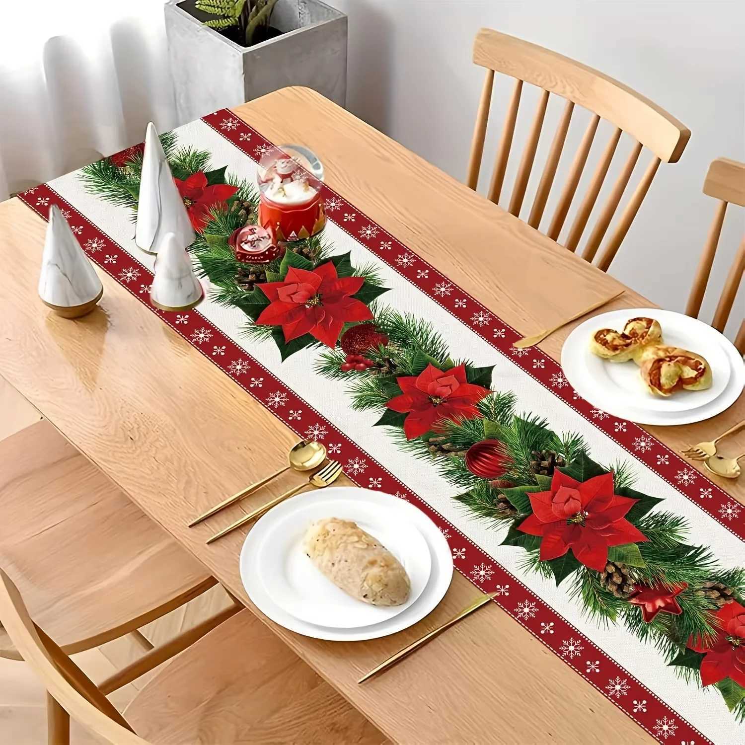 VIKAMA Christmas Table Runner Restaurant Decoration Table flag Tabletop decoration tablecloth Festive Party H251110-image-1083976211