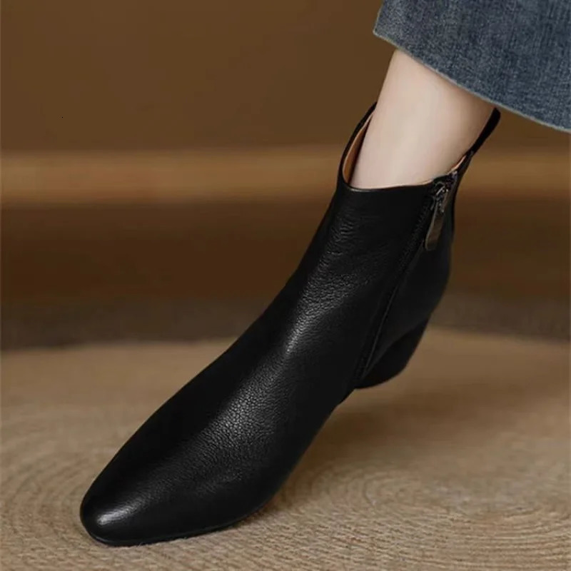 Boots 2025 Autumn Winter Womens Ankle Side Zip Square Toe Comfortable Casual Sort 251103 M260805