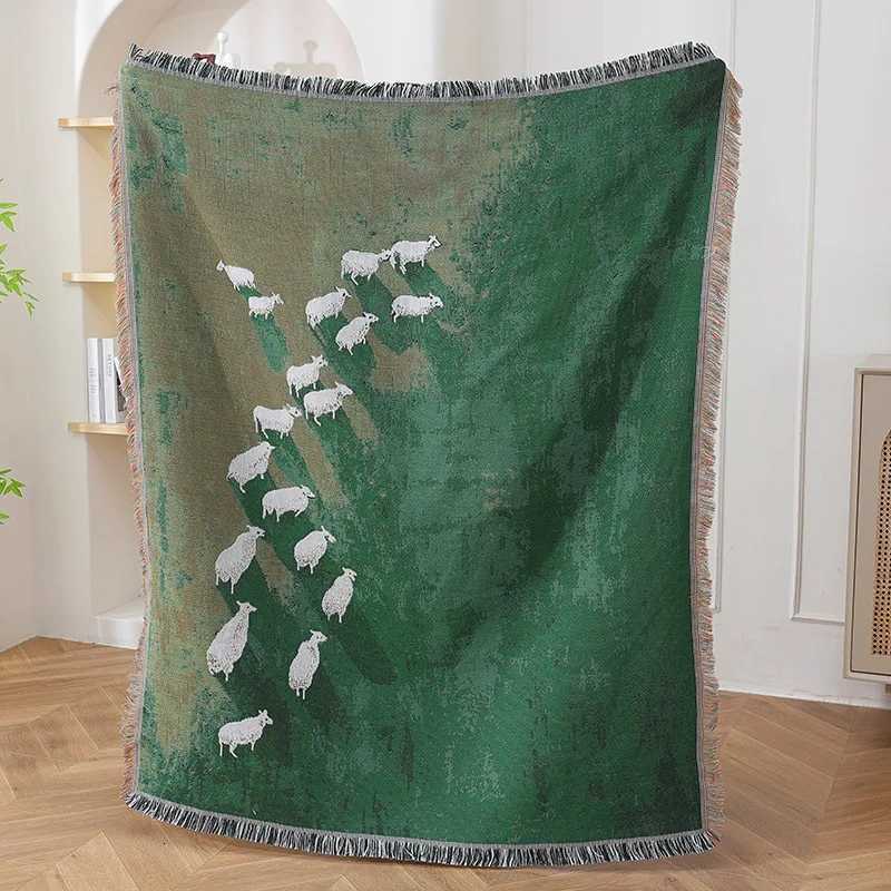 Textile City Ins Grassland Sheep Tassel Blanket Indoor Decorative Sofa Towel Outdoor Camping Blanket 130x160cmW251107-image-1083909851