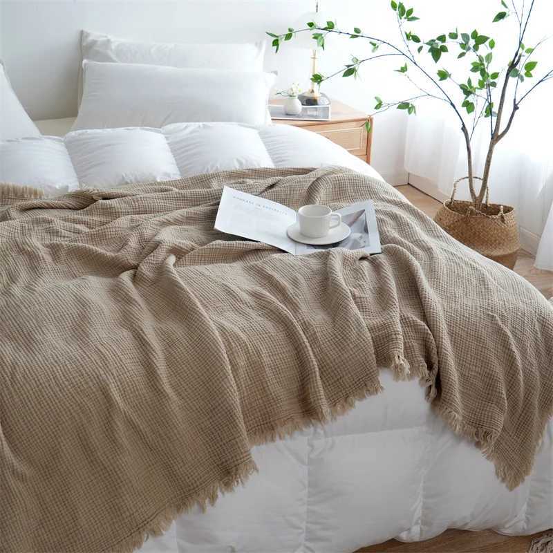 100 Cotton Blanket Yarn Dyed Shawl Tassels Style Plaid Jacquard Blankets Skin-friendly Bed Linen High Quality Gift cobertorW251107-image-1083910010