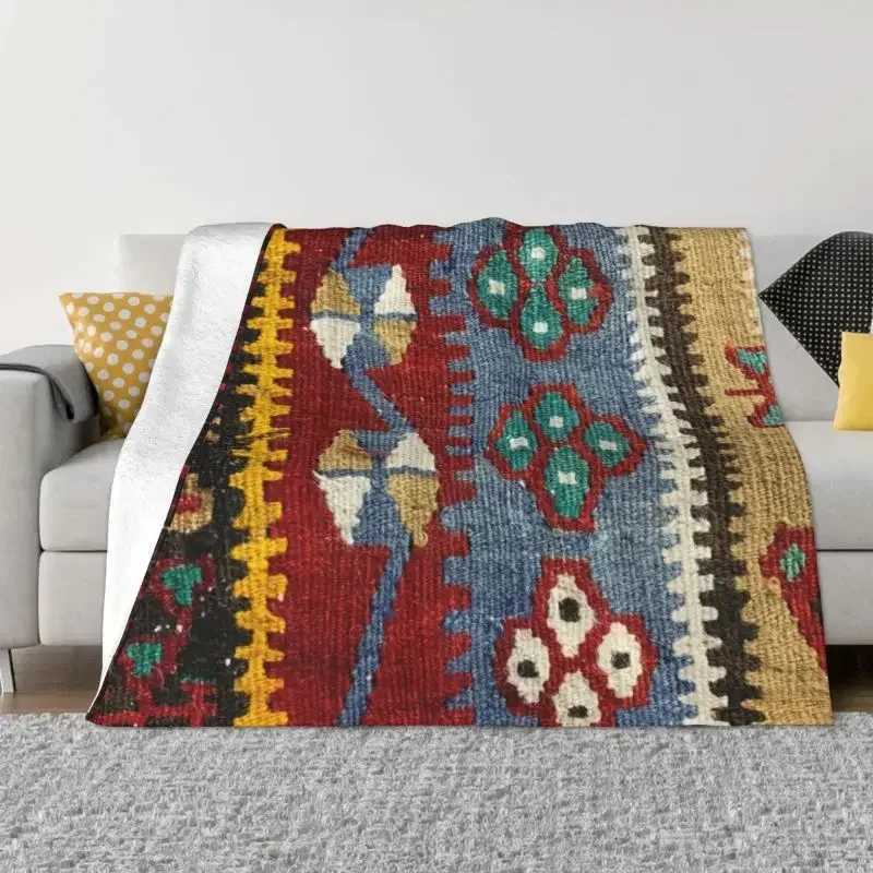 Sofa Fleece Baluch Flatweave Antique Afghanistan Rug Throw Blanket Warm Flannel Turkish Kilim Ethnic Art Blankets BedspreadsW251107-image-1083904685