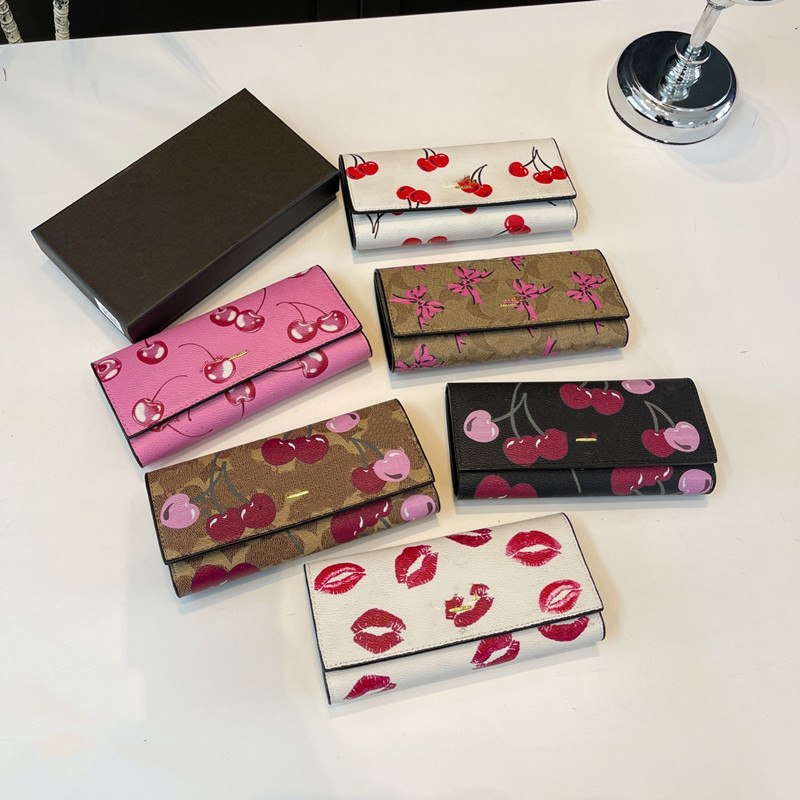 SAGLL CARD SAG Set Purse Designer Designer Womens Portefeuilles Couleur de cerise personnalisé Couleur Couleur Contraste Carte Fashion Changement