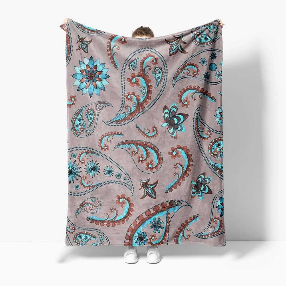 Paisley Print Blanket Soft Fleece Throw Blanket for Women Girls Sofa Bed Decorative Throw Cover Cushion Cover GiftW251107-image-1083906581