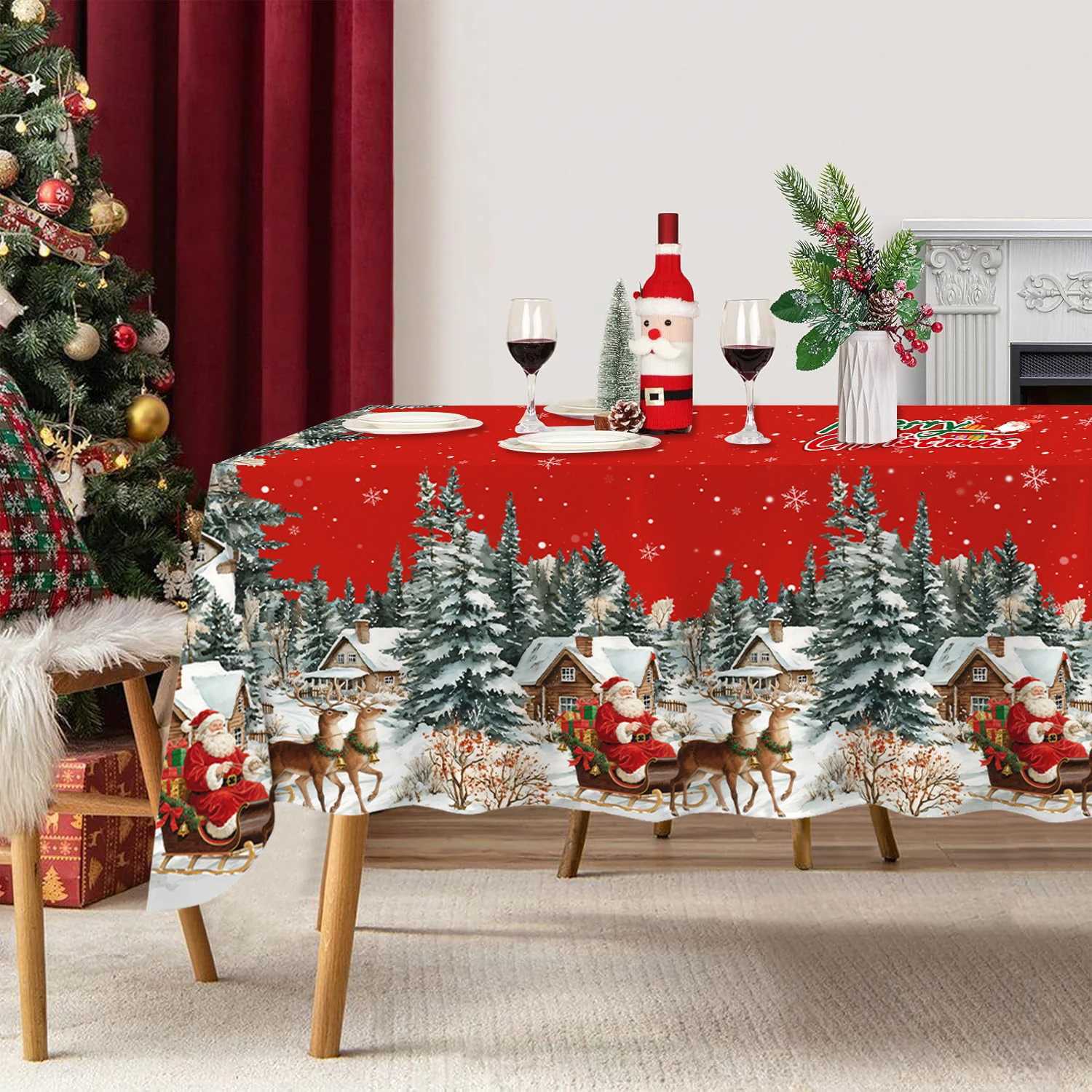 Christmas Santa Claus Tablecloth Merry Christmas Decoration for He 2025 Desktop Xmas Ornament Navidad Natal New Year Gift 2026 H251110-image-1083977057