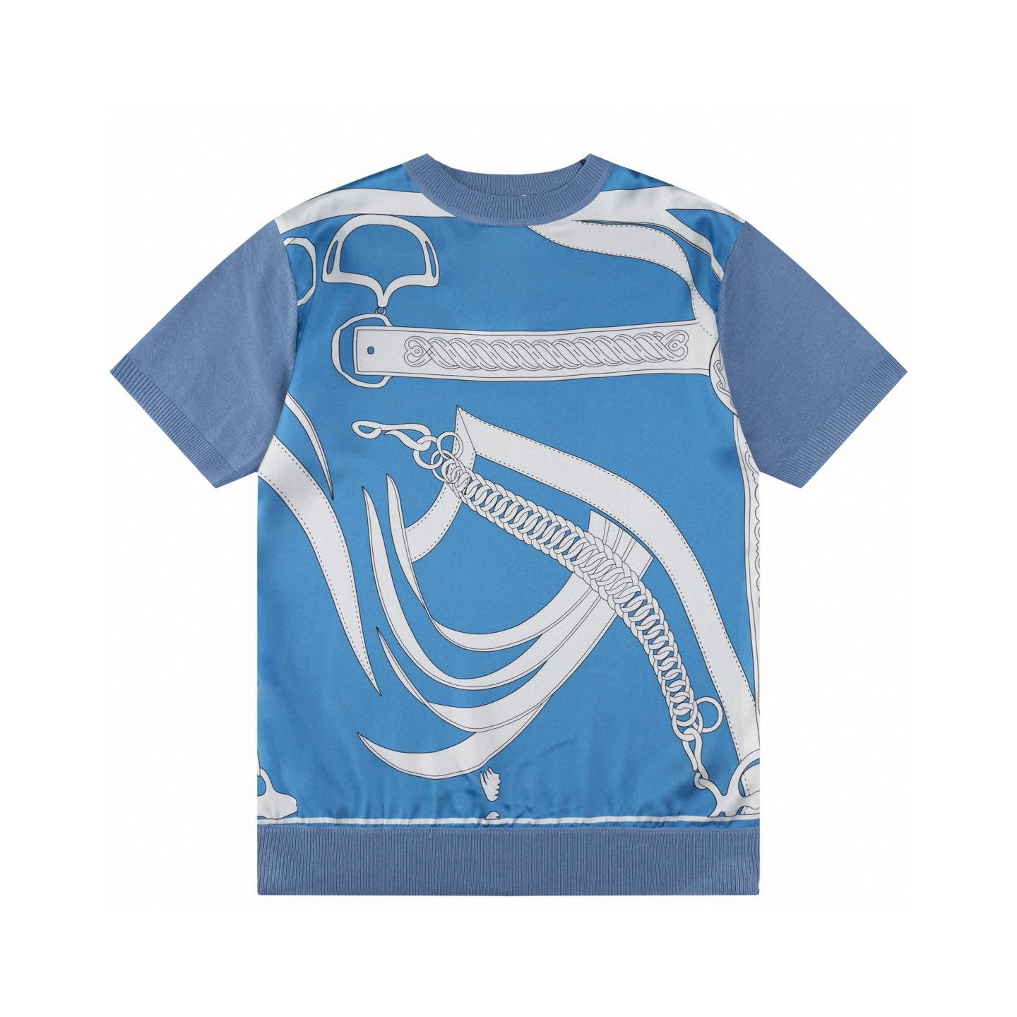 2022 Men's and women's T-shirt splicing printing short sleeve early spring double strand fine cotton fabric digital printing process ec