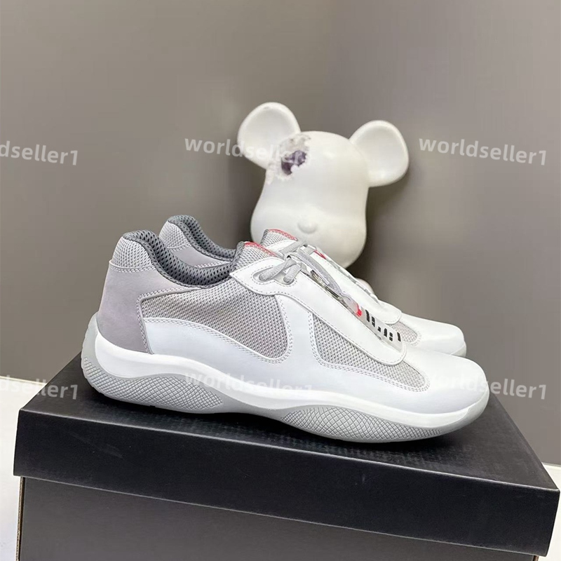 Worldseller1 Top qualité luxe hommes America Cup chaussures de sport bas semelle en caoutchouc maille tissu Americas Cup chaussures en cuir verni