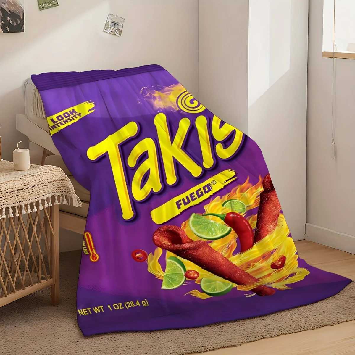 1pc Vibrant Takis Chili Printed Soft Flannel Blanket - Ultra Cozy Throw for Bed Sofa and Travel - Perfect Gift for BirthdayW251107-image-1083902067