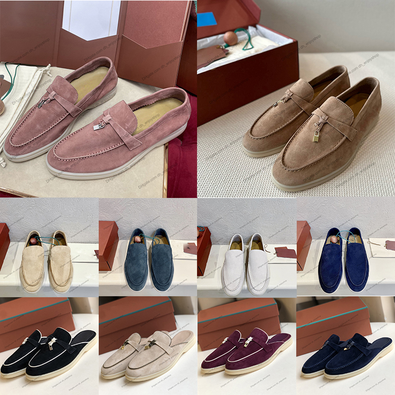 Femmes hommes pantoufles d'été marchent les mods de charmes célèbres des chaussures designers de chaussures réelles en daim mules glissaes de cha