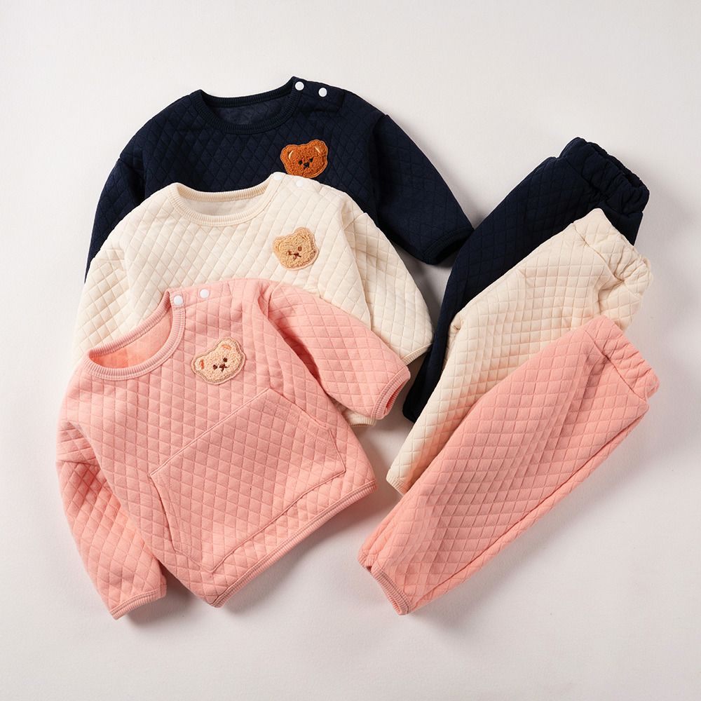 K651 Clothing Sets Baby Clothes Autumn Warm Girl Set Outfits Bear Cute Boy Sweatshirts Pants 2pcs Winter Suits for Newborn-image-1083965163