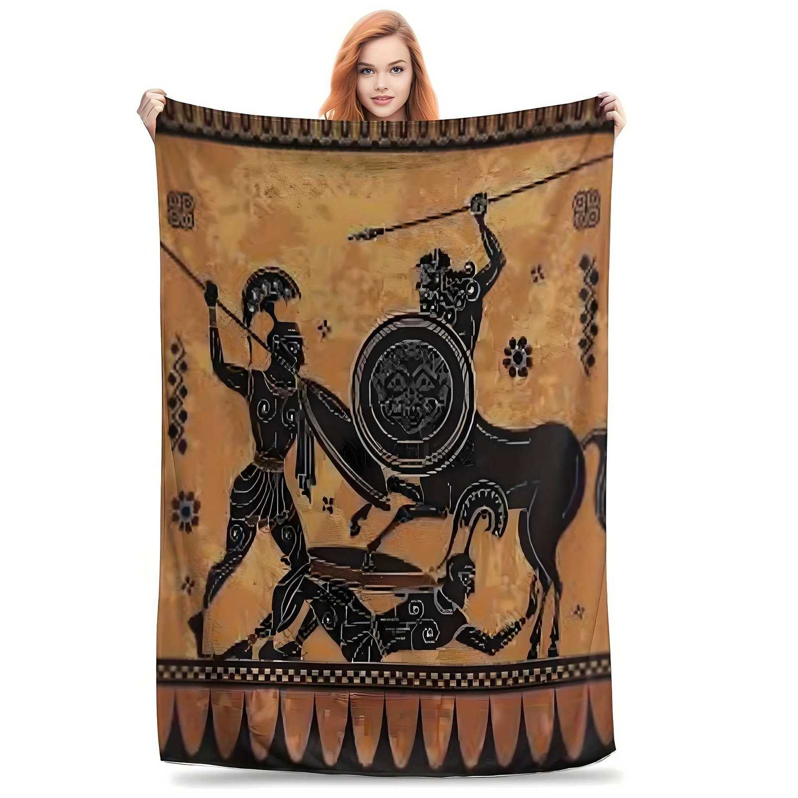 Greek Mythology Flannel Blanket Ultra-Soft All-Season Throw for Sofa Bed Camping Naps Travel Perfect Holiday GiftW251107-image-1083905508