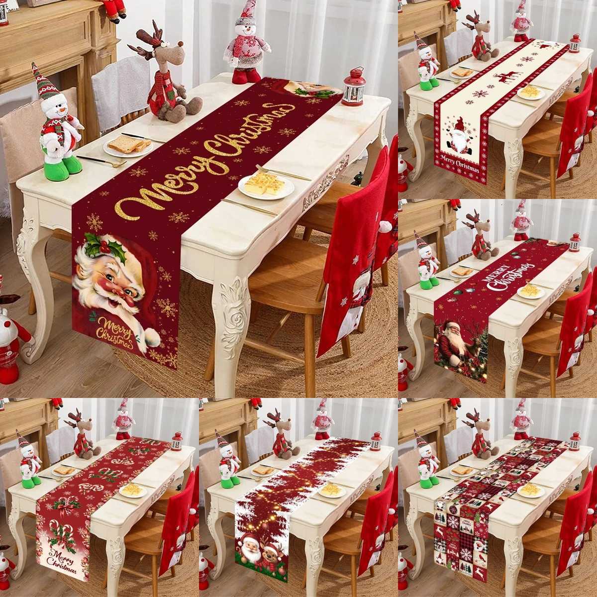 Merry Christmas Santa Claus Table Runner Christmas Decor for He 2025 Winter Holiday Kitchen Dining Table Decor Navidad Gifts H251110-image-1083976548