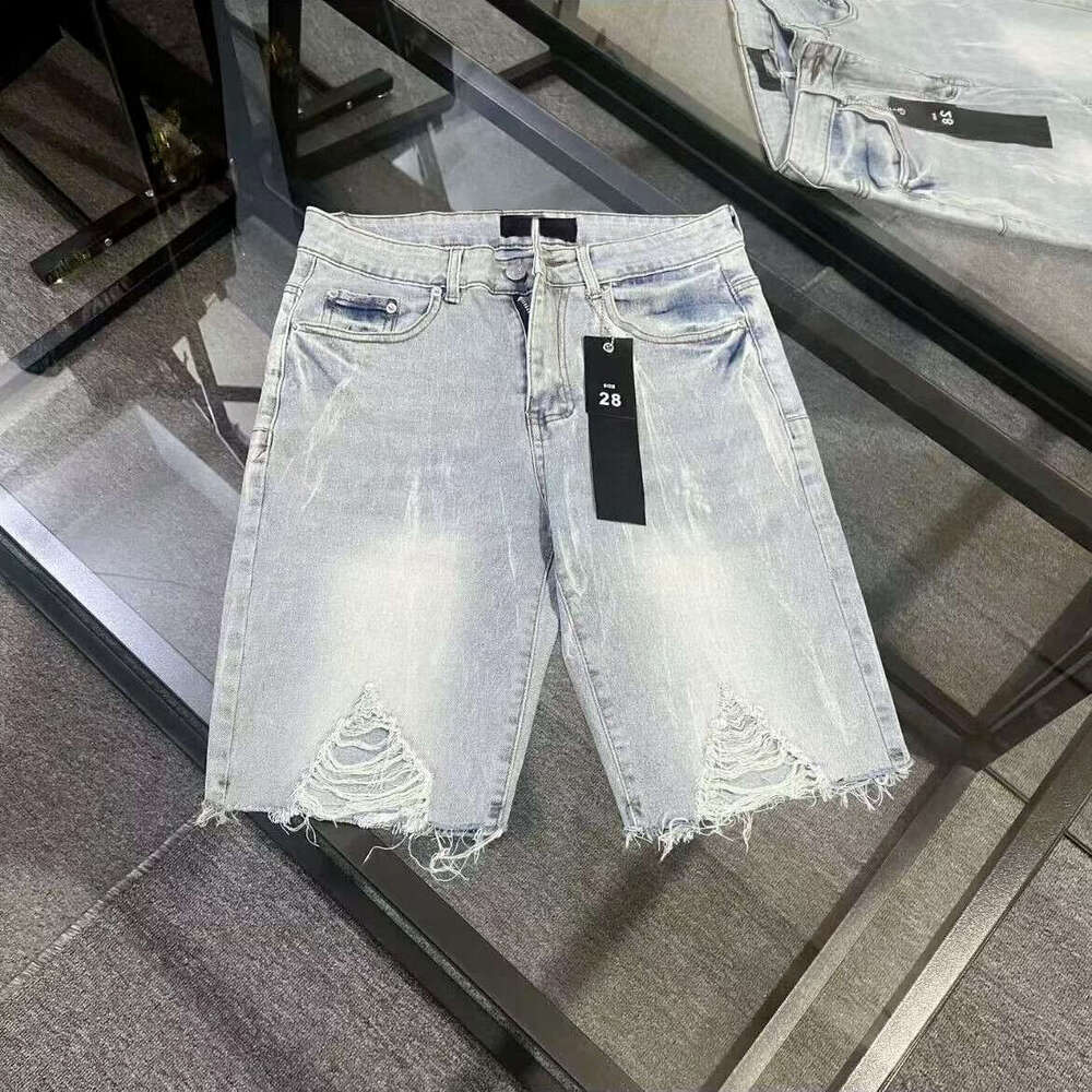 Purples Nouveau créateur de mode pour hommes Jeans Y2K Hip Hop Casual Short Knee Lenght Jean Vêtements Summer Men Souppe