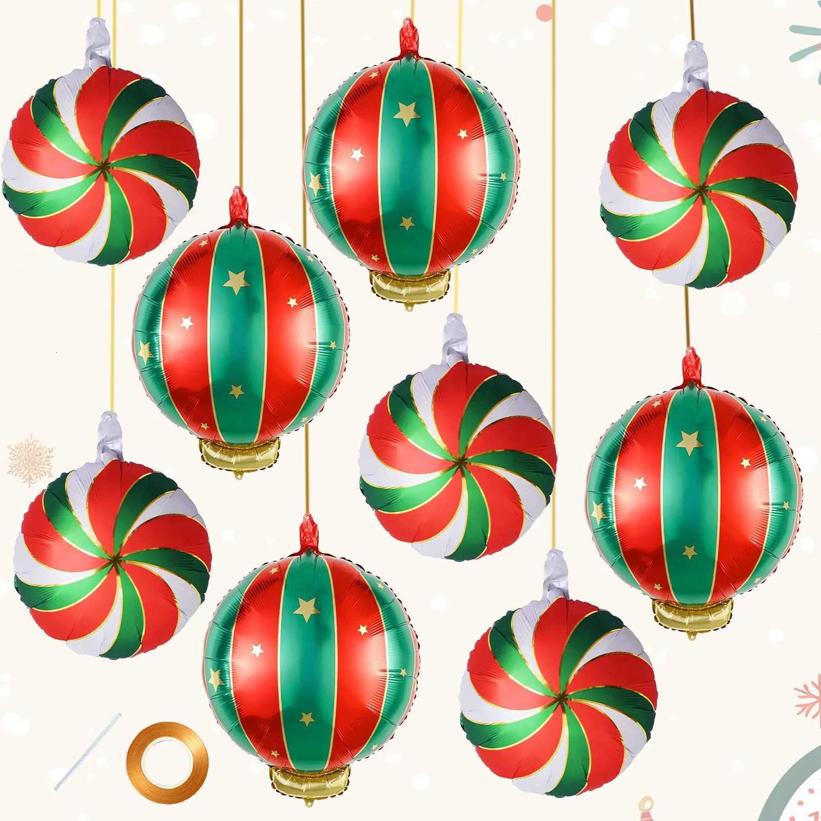 Christmas 9 pcs Christmas round candy lollipop aluminum foil balloon Christmas sweet island decoration New Year candy party decoration Y251111-image-1084087464