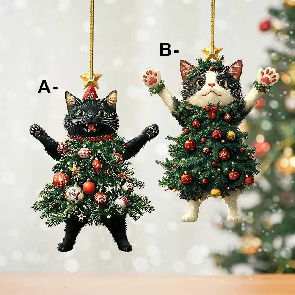 Christmas Tree Cat Decorations Holiday Tree Costume Kitten Pendant Vehicle Rearview Kitten Pendant Accessories Cat Pendant GiftsM251111-image-1084132966
