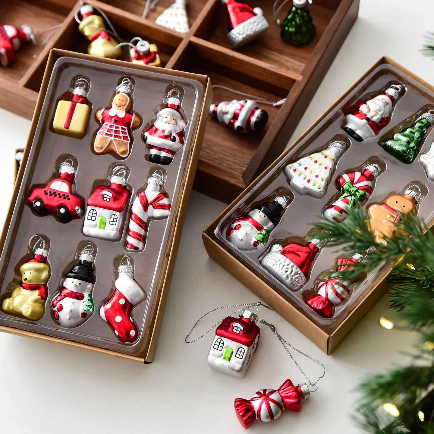 Christmas Set Glass Gingerbread Man Christmas Tree Ornaments Christmas Window Display Living Room Decorations Christmas GiftsM251111-image-1084133985
