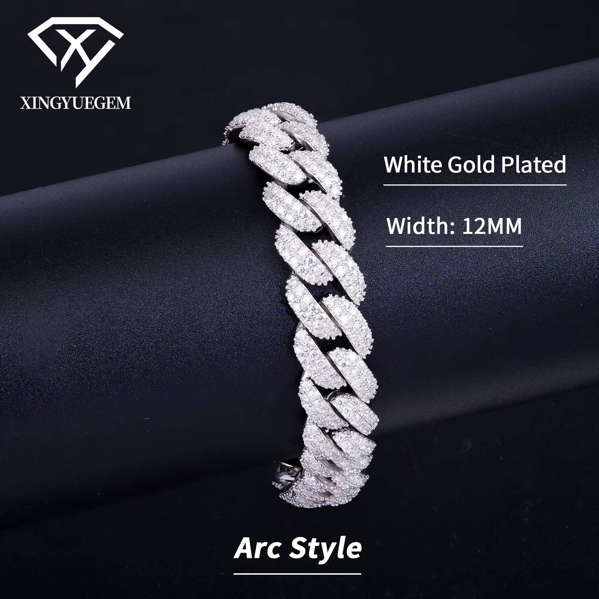 Wholesale Bulk Miami 8-20mm Gold Plated Silver 925 Vvs Diamond Mossanite Moissanite Iced Out Cuban Link Arc Bracelet for Men gle