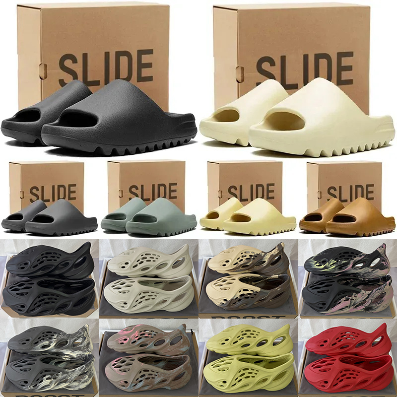 Livraison gratuite Boîte originale Onyx Slides Pantoufles Designer Slider Sandales pour hommes Femmes Pantoufles Cinder Sand Bone Résine Pierre S