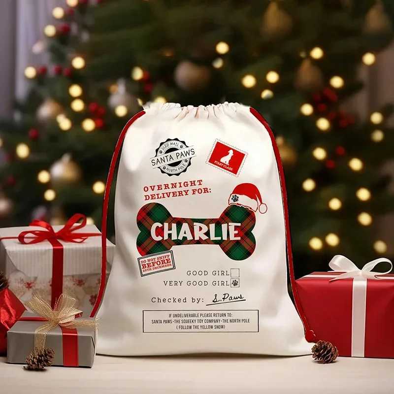Personalised Custom Santa Sack Pet Dog Puppy Boy Girl Xmas Stocking Merry Christmas 2025 New Year Decoration Gift Present BagM251111-image-1084133873