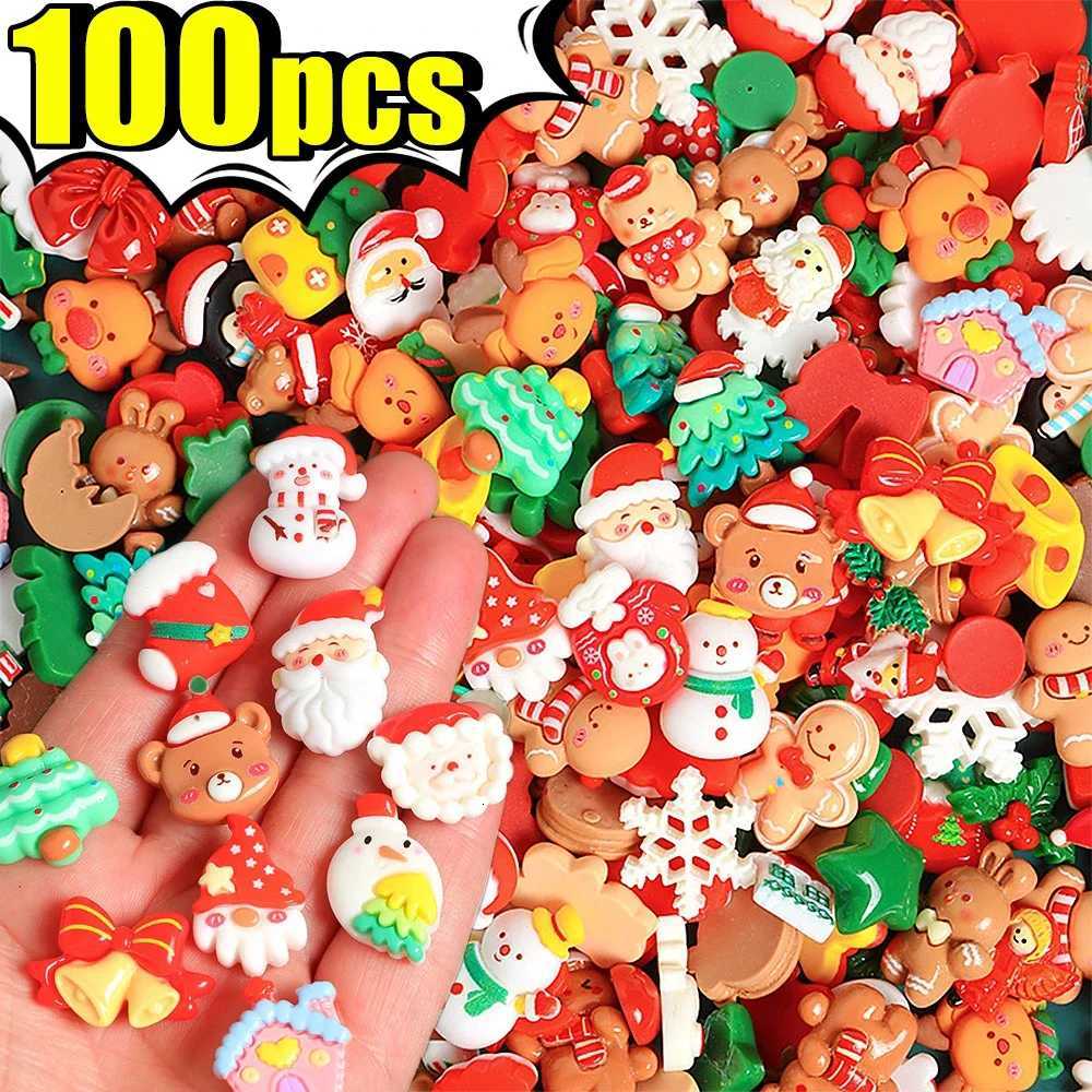 Cute Christmas Resin Ornament Small Xmas Santa Tree Mixed Style Decoration for DIY Phone Case Hair Clip Hand Crafts AccessoriesM251111-image-1084133607