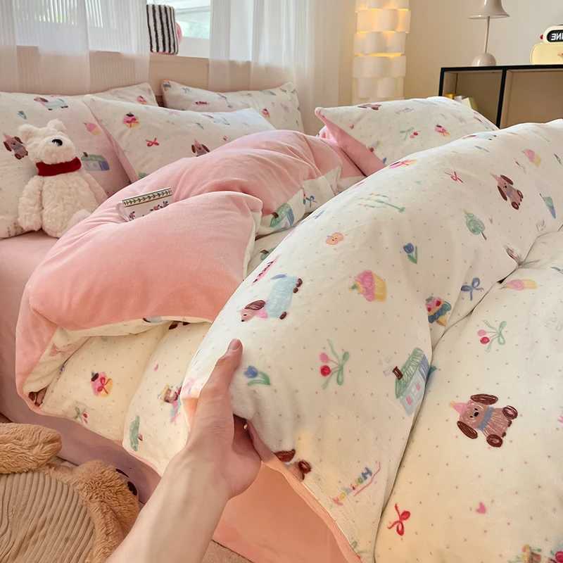 Cartoon Dachshund Milk Velvet Duvet Cover Cartoon Animal Soft Warm Autumn Winter Comforter Cover Boys Girls Bedroom Quilt Covers H251111-image-1084147727