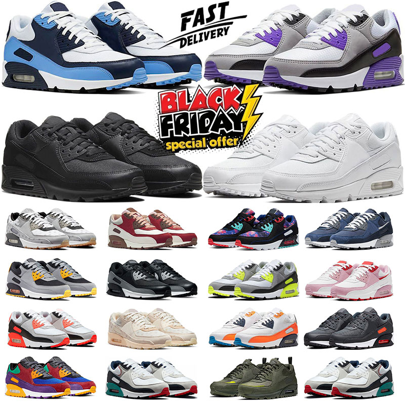 90 designer shoes 90s Mens shoes Running Shoes Triple Black Mesh Leather White Yellow Grey Moss Green Volt Obsidain Desert Camo Wolf Navy sneakers
