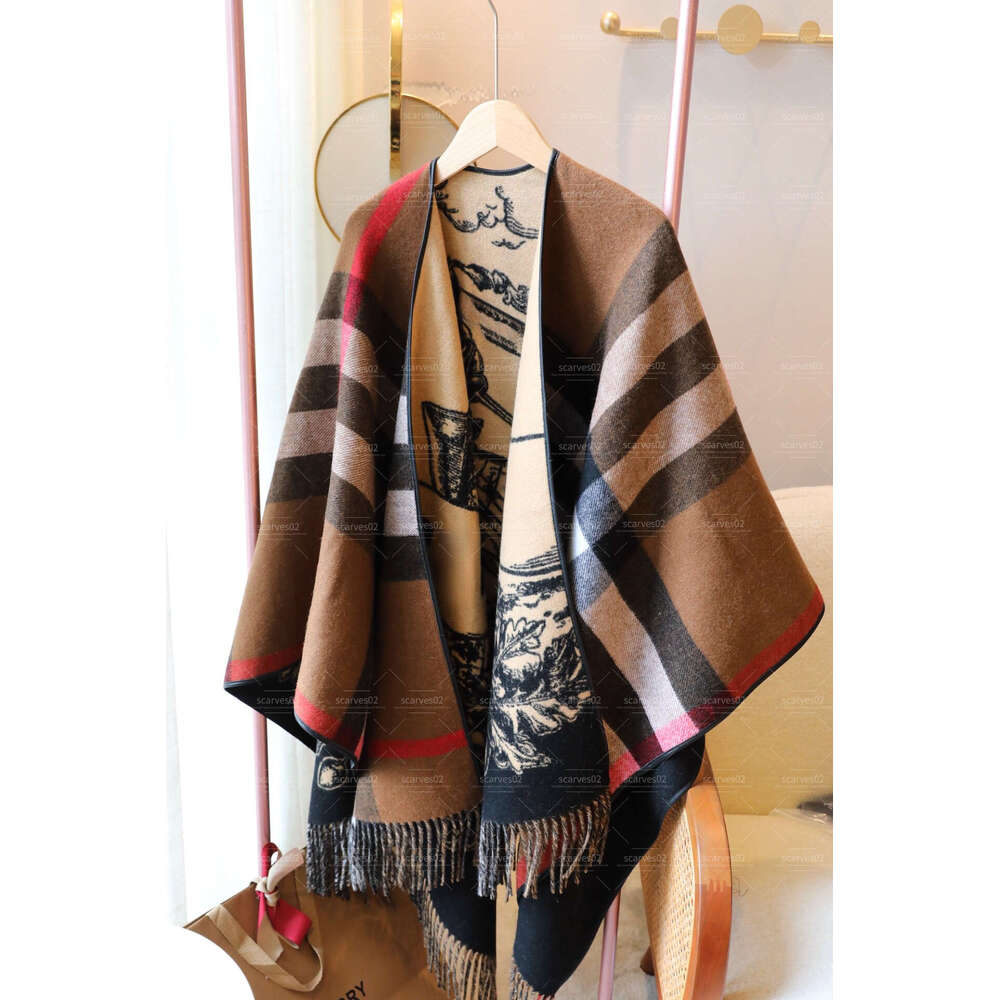 Luxe Femme Foulards Automne Hiver Femmes Designer Mode Batwing Manches Manteau Plaid Poncho Écharpe Châle Double Face Styles Et Couleurs